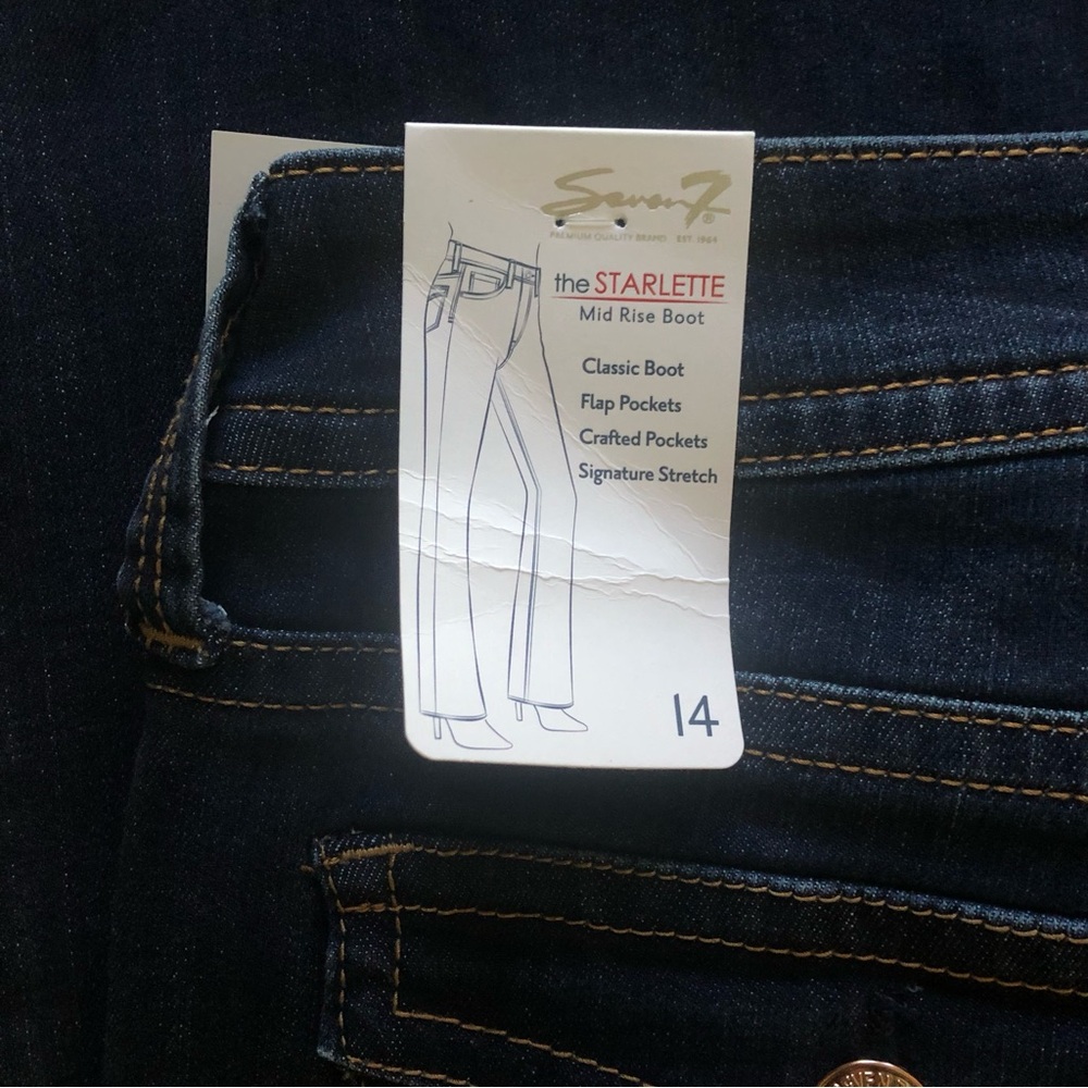 NWT Seven7 Dark Wash Bootcut Jeans Size 14 Mid-rise Starlette Flap Back Pockets - Picture 5 of 9